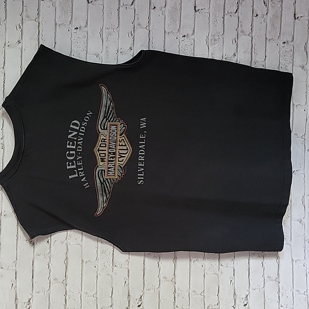 Harley-Davidson, Men's Poker Hold 'em, Sleeveless Black Shirt, 2006, Size Large - Picture 5 of 8